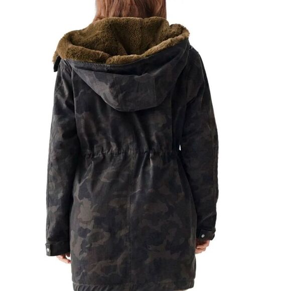 DL1961 Phoebe Camo & Faux-Fur Reversible Jacket Size Large - Picture 2 of 16